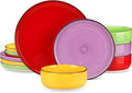 vancasso Bonita Stoneware Dinnerware Sets 12 Pieces Dishes SetPolished Round Plates and Bowls Set for 4 Dishwasher and Microwave Safe Multicolor