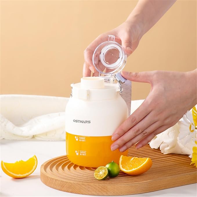 Blender Cup Juicer Cup for home Electric Juicer Mini Portable Blender Portable Automatic Sport Juicey Cups Dual-Use Water Bottle with Straw for Outdoor Sports with Strap (2PCS Mix)