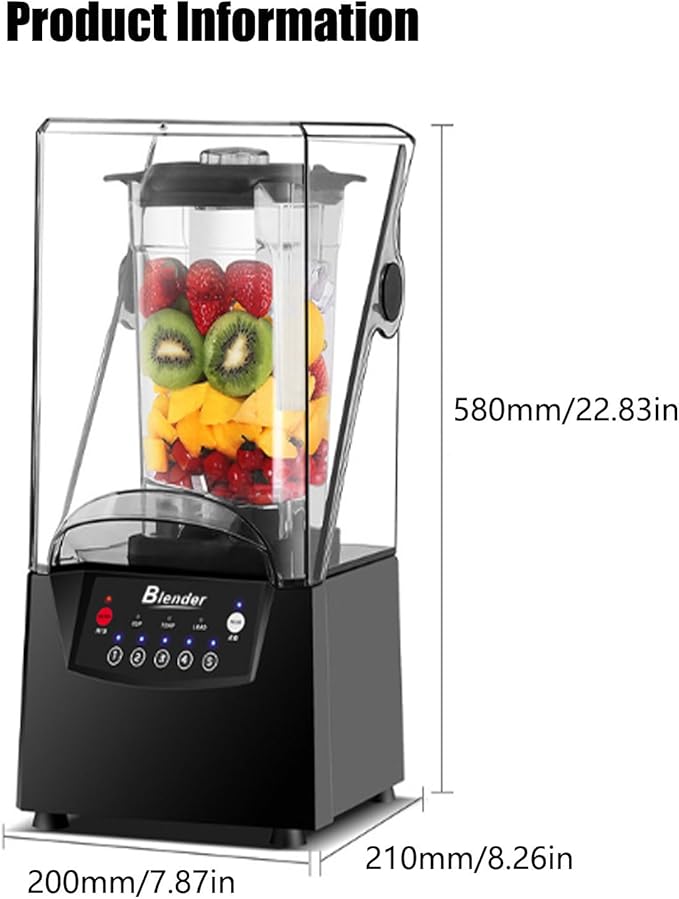 2L Electric Commercial BlenderBlender for Shakes and Smoothies with Soundproof Cover Fruit Juicer Smoothie Maker67 Oz Countertop 2200-Watt Base and Total Crushing Technology