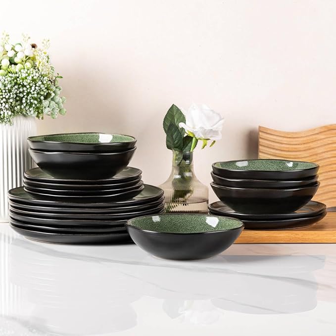AmorArc Ceramic Dinnerware SetsHandmade Reactive Glaze Stoneware Plates and Bowls SetsHighly Scratch Resistant | Dishwasher &amp Microwave Safe Dishes SetService for 4 (12pc)