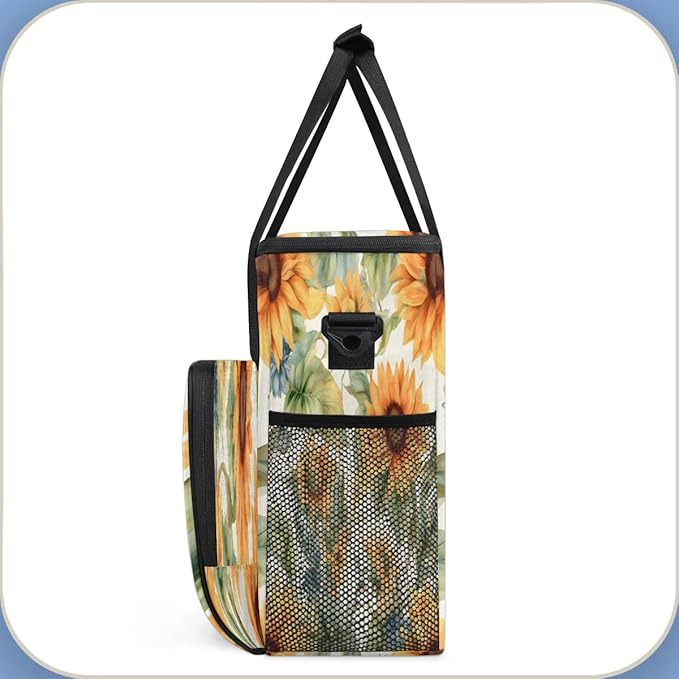 Watercolor Sunflower Print Coffee Maker Travel Bag for K-Mini or K-Mini Plus Single Serve Coffee Brewer Portable Storage Tote Case for Tarvel
