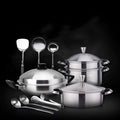 Pot Set Cookware Set Cooking Utensils Stainless Steel Kitchen Cookware Collection Cookware Pans and Pots Perfect for Stir Fry Grill Roast Sauce Soup Cookware Cooking Set
