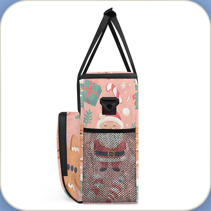 Fantastic Santa Claus Coffee Maker Carrying Bag Retro Santa Claus Travel Storage Bag Compatible with K-Mini or K-Mini Plus Single Serve Coffee Brewer Carrying Case with Pockets &amp Shoulder Strap