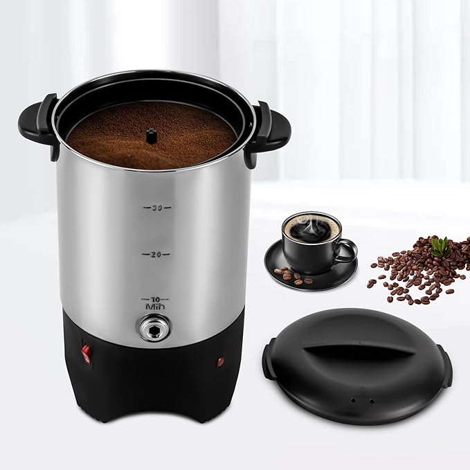 Coffee Urn 5.2L 304 Stainless Steel Electric Coffee Machines 1000W Fast Heating Hot Beverage Dispenser With removable filter and anti-scald handle Suitable for tea coffee or other hot drinks