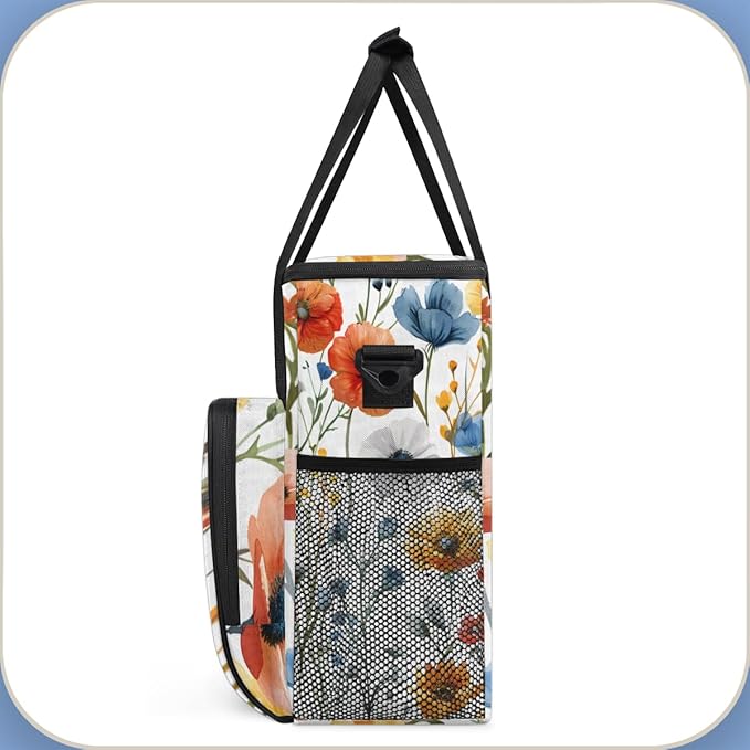 Cheerful Flower Coffee Maker Carrying Bag Portable Travel Storage Tote Bag Compatible with K-Mini or K-Mini Plus Single Serve Coffee Brewer Carrying Case with Multiple Pockets &amp Shoulder Strap