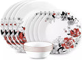CORELLE Chelsea Rose 12-Piece Dinnerware Set Service for 4 Red Black Gray 1149526