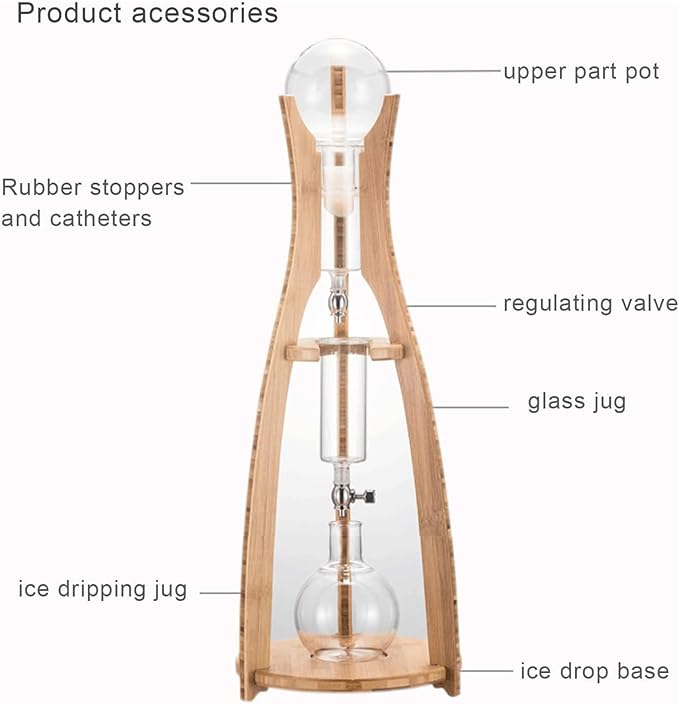 WIKINK Cold Brew Drip Tower 500ml Cold Brew Drip Coffee Maker with Adjustable Dripper Detachable Glass Cold Brew Maker with Slow Drip Technology for Cafe Home Kitchen