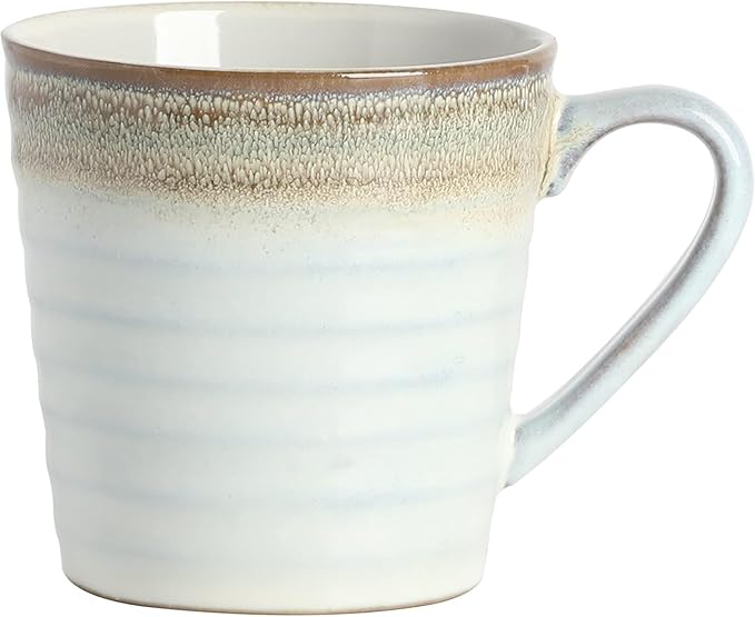 Spiral Embossed 16 Piece Stoneware Dinnerware Set – Rustic Reactive Glaze Plates Bowls &amp Mugs Microwave &amp Dishwasher Safe (Taupe)