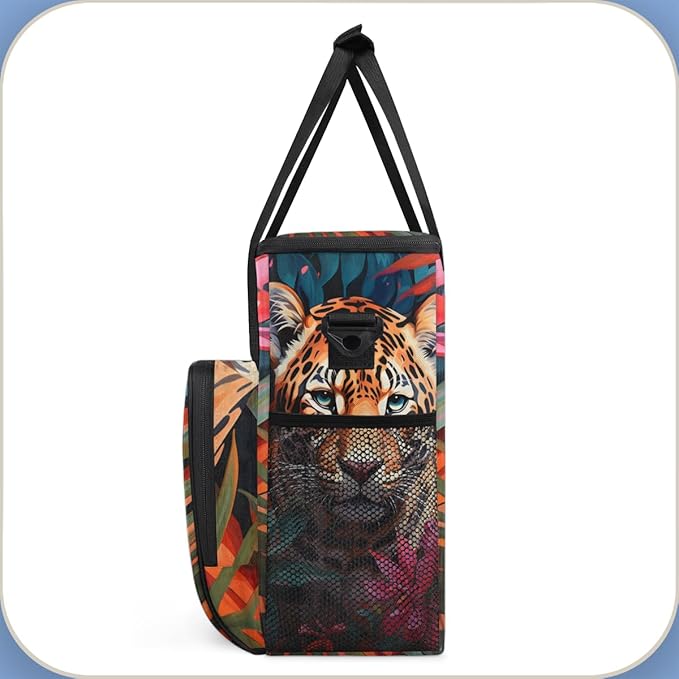 Tiger Coffee Maker Carrying Bag Flowering Shrubs Travel Storage Bag Compatible with K-Mini or K-Mini Plus Single Serve Coffee Brewer Carrying Case with Multiple Pockets &amp Shoulder Strap