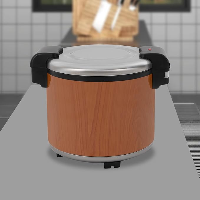 6 Gal Heavy Duty Rice Warmer 110V Electric Rice Warmer (Not Rice Cooker) with Rice Spoon Stainless Steel Food Warmer for Restaurant Party Family (Wood Type B)