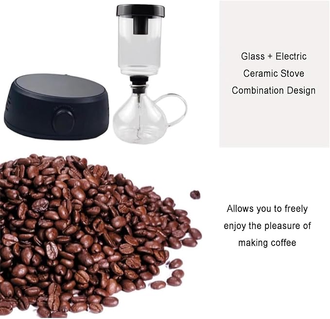 Electric Siphon Coffee Maker Coffee Brewer Extraction Machine with Heating Furnace 350ml Capacity for Home Camping
