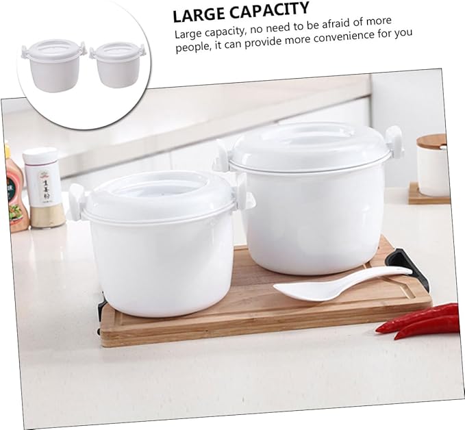 Zerodeko 2pcs Insulated Rice Cooker Microwave Rice Cooker Steamer Large Capacity Portable Home Office Supply