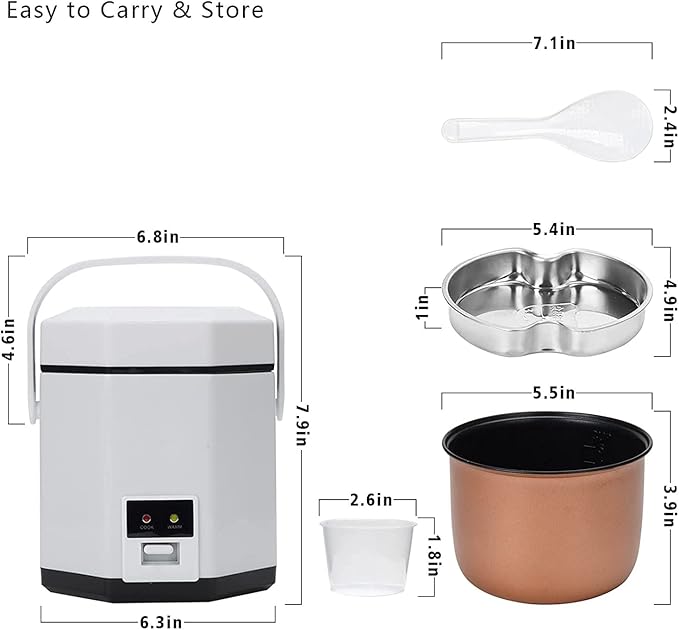 Portable Mini Rice Cooker 1.2L Small Electric Rice Cooker And Steamer Travel Rice Cooker for 1-2 People