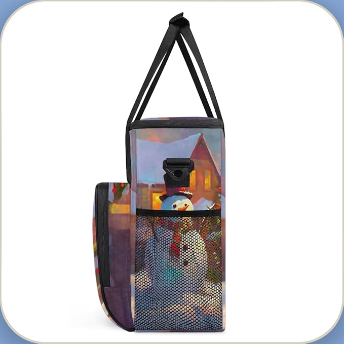 Christmas Snowman Coffee Maker Carrying Bag Abstract Snowman Travel Storage Bag Compatible with K-Mini or K-Mini Plus Single Serve Coffee Brewer Carrying Case with Multiple Pockets &amp Shoulder St