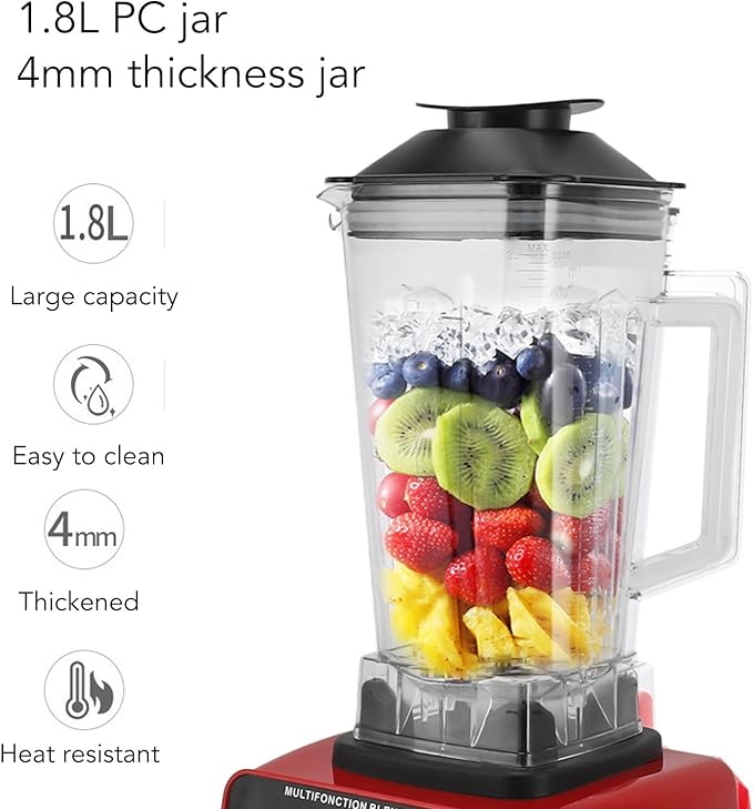 Countertop Blender Smoothie Blender 15 Speed Large Capacity Multi Function Food Processor for Smoothies Ice and Frozen Fruit for Home Kitchen Use