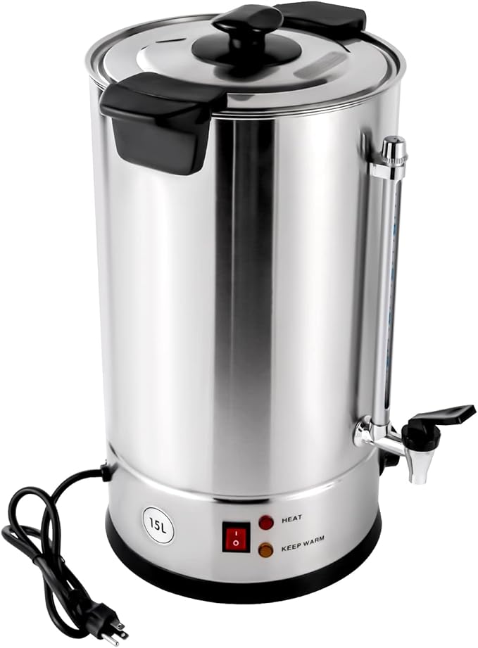 Commercial Grade Stainless Steel 15L/3.96gal Coffee Urn Coffee Maker Hot Water Urn for Home Party Office Wedding