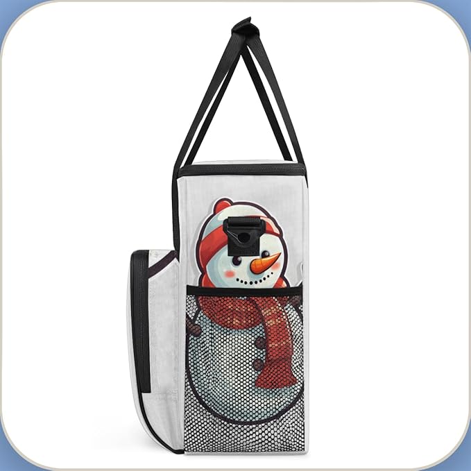 Xmas Snowman Coffee Maker Carrying Bag Cute Snowman Travel Storage Bag Compatible with K-Mini or K-Mini Plus Single Serve Coffee Brewer Carrying Case with Multiple Pockets &amp Shoulder Strap