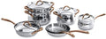 BergHOFF 11 Piece Ouro Cookware Set with Gold Handles Silver/Rose Large