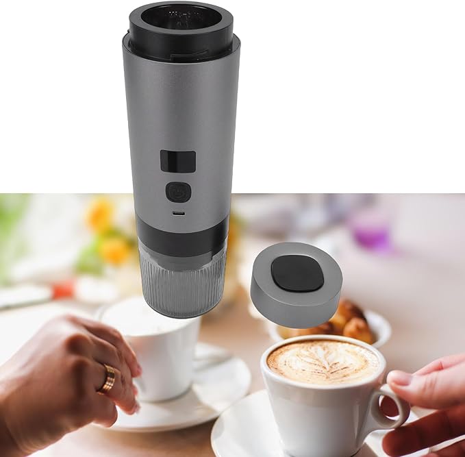 Pssopp 3 in 1 Portable Coffee Maker Fast Heating Mini Coffee Machine with Digital Display for Travel Camping Car