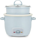 2-Cup Rice Cooker &amp Steamer - Blue - Nonstick Ceramic - Easy Cooking - Kitchen Appliance - Portable - Compact Design - Quick Meals