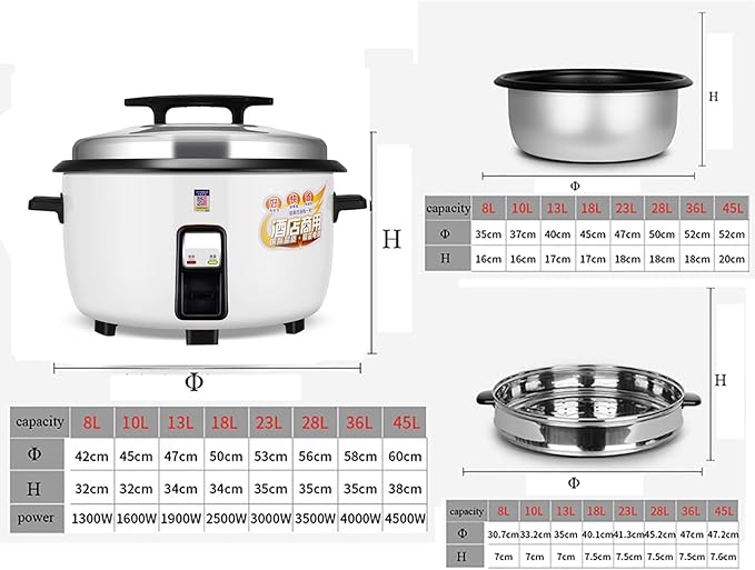Commercial Rice Cooker with Steamer (8L-45L) Canteen Hotel Old-fashioned Large Capacity Rice Cooker 8-60 PeopleUS/EU Used(8L)