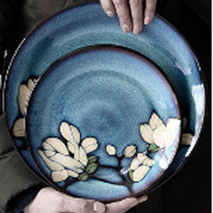 SHINING Blue Creative Hand Painting Porcelain Dinnerware Tableware Dinner Service Set Saqure Plate Deep Plate Bowl For Wedding Birthday Christmas Gift (Set of 15 Pieces)