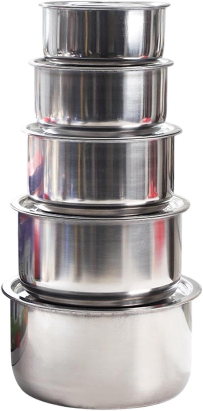 5Pcs Stainless Steel Sauce Pots with Lid Professional Cooking Tools Cookware Kitchen Accessories Kitchenware Stew Pot Set Style B