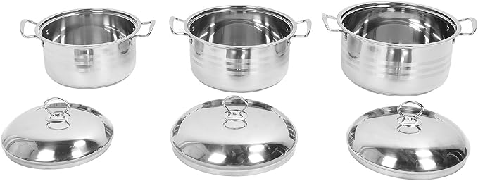 3 Piece Stainless Steel Cookware Set Even Heat Distribution Non Stick Soup Pot with Lid Saucepan for Home Kitchen Restaurant Sauce Pan Kitchen Cookware Sets Cooking Pot