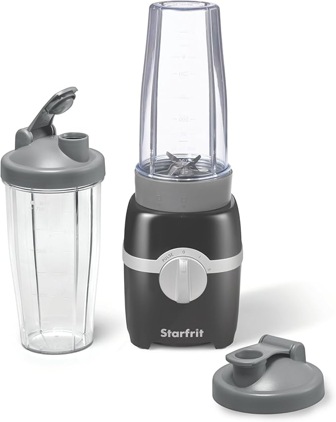 Starfrit Personal Blender - Two 828ml Cups - High Low &amp Pulse Modes - 300W - Black