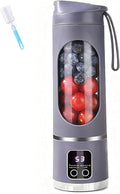 Digital Display Juicer Blender 450ml - Portable Personal Blender with Smart LED Mini Electric Juice Cup Leak-Proof for Smoothies Milkshakes (Purple)