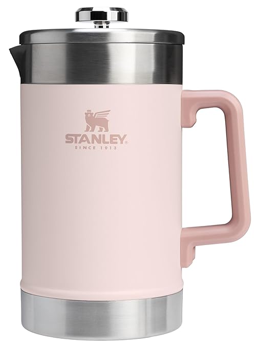 STANLEY Classic Stay-Hot French Press Coffee Maker 48 oz | 5 Minute Brew 4 Hours Hot | Mesh Filter for Coffee Grounds | Insulated Stainless Steel French Press | BPA-Free | Rose Quartz