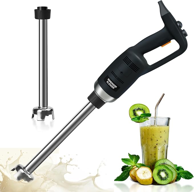 10 inch Electric Immersion Blender Commercial/Home kitchen handheld Blenders 500W 4000rpm to 16000rpm Detachable Shaft Food Grade Stainless Steel for shakes soups smoothies Puree