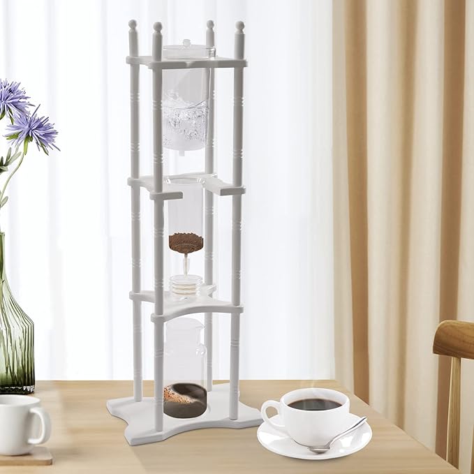Cold Brew Coffee Maker Dripper Coffee Maker Coffee Drip Tower Ice Coffee Brewer 25 Cups Ice Coffee Machine For Home Office Coffee Shop (White)