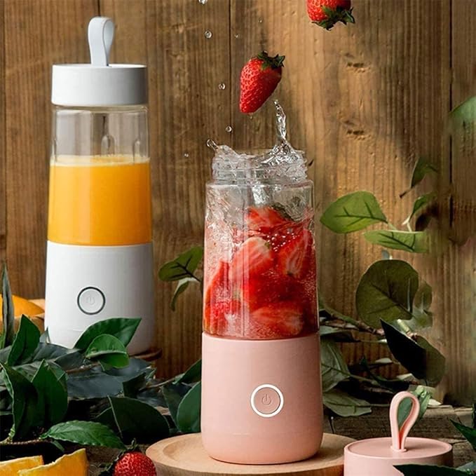 Portable USB Blender for Smoothies &amp Shakes Powerful Personal Juicer with Rechargeable Battery Ideal for Ice Crushing Travel &amp Sports - Available in White &amp Pink
