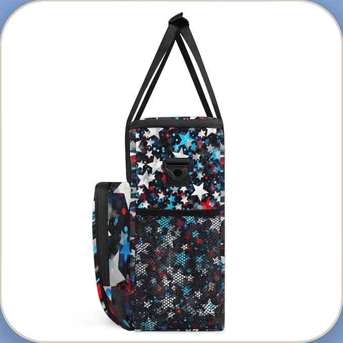 Star-Powered Celebration 4th of July Coffee Maker Carrying Bag Travel Storage Bag Compatible with K-Mini or K-Mini Plus Single Serve Coffee Brewer Carrying Case with Pockets &amp Shoulder Strap