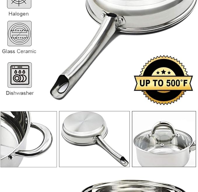 Cookware Set Stainless Steel Kitchen us Composite Bottom Saucepan Saute Steak Pan Non Stick Fry Pan With Lids Kitchenware Set 5PCS