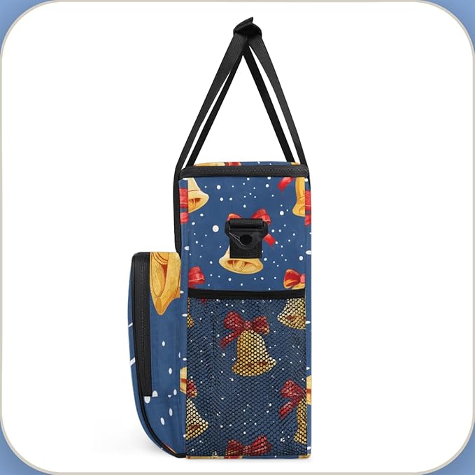 Christmas Bell Coffee Maker Carrying Bag Portable Travel Storage Tote Bag Compatible with K-Mini or K-Mini Plus Single Serve Coffee Brewer Carrying Case with Multiple Pockets &amp Shoulder Strap