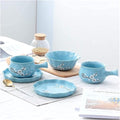 Dinnerware Sets Dish SetCeramic Plate Set5-Piece Porcelain Japanese Tableware Set with Handle Bowl PlateService for 1Great for Friends and Home