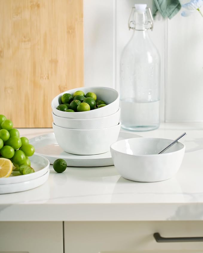Famiware Mars Plates and Bowls Set 18 Pieces Dinnerware Sets Dishes Set for 6 White