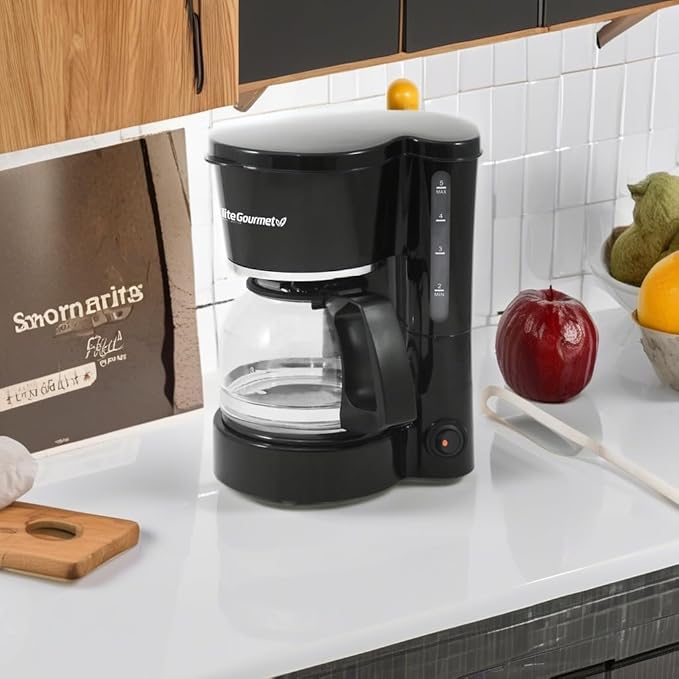 Elite Gourmet EHC-5055# Automatic Brew &amp Drip Coffee Maker with Pause N Serve Reusable Filter On/Off Switch Water Level Indicator Black