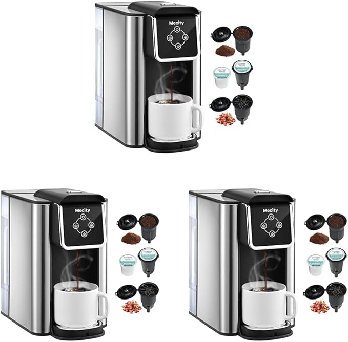 Mecity Coffee Maker 3 in 1 Single Serve Coffee MachineCompatible with K cup CapsulesInstant-Coffee PotTea maker6810 Oz CupRemovable 50 Oz Water Reservoir120V 1150W(Pack of 3)