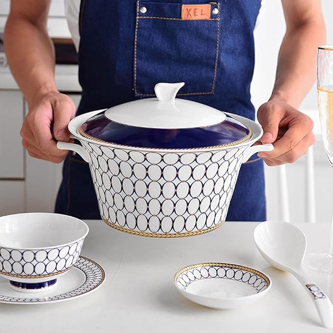 Round Dinnerware Sets Ceramic Dinner Plate Sets Plates and Bowls Sets Dish Set22 Pcs