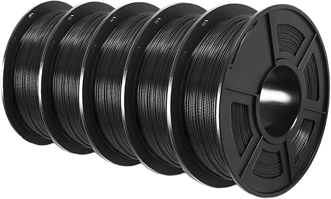 US. 3D Filament PETG/EASY ABS/TPU/ASA for Filamnet 1.75mm 5Roll 1KG(TPU 0.5KG/Roll) 3D Printer Filament for 3D Printer(PETG Black 5 Roll)