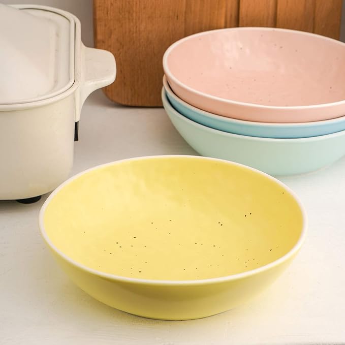 Stone lain Elena Stoneware Dish Set 4 Bowls Blue Mint Pink Yellow