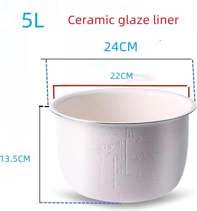 Stainless Steel Liner Without Coating Ceramic Glaze Liner Rice Cooker Rice Cooker Electric Pressure Cooker Inner Bowl 4L 5L 6L(Ceramic glaze liner 5L)