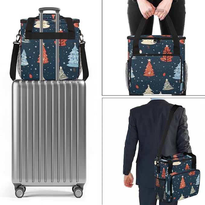 Modern Xmas Tree Coffee Maker Carrying Bag Portable Travel Storage Tote Bag Compatible with K-Mini or K-Mini Plus Single Serve Coffee Brewer Carrying Case with Multiple Pockets &amp Shoulder Strap