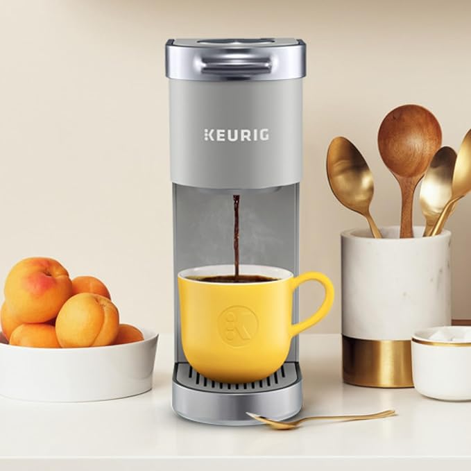 Keurig K-Mini Plus Single Serve K-Cup Pod Coffee Maker with 6 to 12oz Brew Size Stores up to 9 K-Cup Pods Travel Mug Friendly Studio Gray