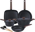 9Pcs Pots and Pans Set NonstickInduction Cookware Set Kitchen Cooking SetsHealthy Non-Toxic Pots and Pan setNon Stick with Grill Pan&amp Stay-Cool Handles (PFOS PFOA Free)Black