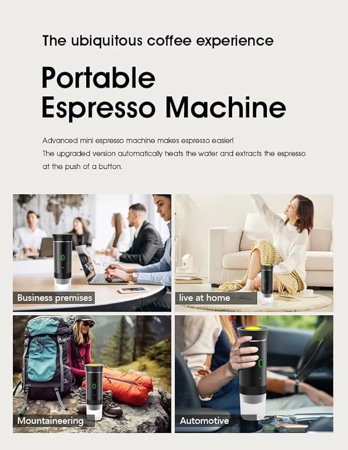 Magic Boxx Portable Electric Coffee Maker with USB-C | Compatible with Capsules and Ground Coffee | Ideal for Car Office Travel and Camping