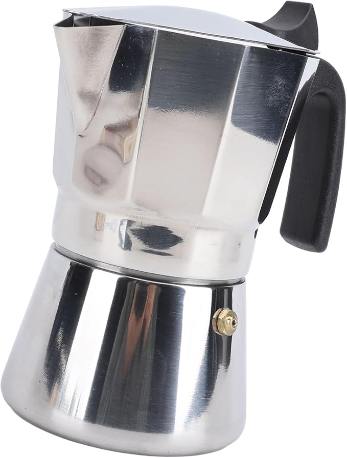 Octagonal Stovetop Coffee Maker Stainless Steel Even Heat Distribution Safe Material Compatible with Gas Stove and Induction Cookers Produces Rich Italian Coffee (300ML)